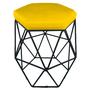 Imagem de Kit 2 puff decorativos para sala hexagonal aramado base preta suede amarelo - clique e decore