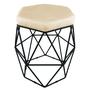 Imagem de Kit 2 puff decorativos para sala hexagonal aramado base preta suede bege - clique e decore