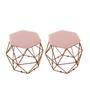 Imagem de Kit 2 Puff Onix Aramado Base Bronze Hexagonal Veludo Rose