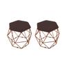 Imagem de kit 2 Puff Onix Base Bronze Aramado Hexagonal su Marrom Escuro