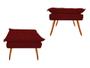 Imagem de Kit 2 Puff Puf Banqueta Decorativa Opala Retangular Suede Marsala Pés Madeira Mz Decor