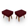 Imagem de Kit 2 Puff Retangular New para Sala e Quarto Suede Bordo - LH Decor