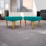 Imagem de Kit 2 Puffs Decorativo Retangular Para Sala Recepção Charme Pé Trapézio Suede Cores