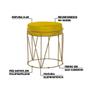 Imagem de Kit 2 Puffs Decorativo Sala de Estar Base Gold Chloe Suede Amarelo G41 - Gran Belo
