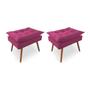 Imagem de Kit 2 Puffs Decorativos Quadrados Opala Pés Palito Tecido Suede Rosa Kimi Decor