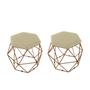 Imagem de kit 2 Puffs Onix Aramado Base Bronze Hexagonal Bege