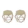 Imagem de kit 2 Puffs Onix Aramado Base Bronze Hexagonal Bege