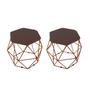 Imagem de kit 2 Puffs Onix Aramado Base Bronze Hexagonal Marrom Claro