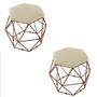 Imagem de kit 2 Puffs Onix Aramado Base Bronze Hexagonal Suede Bege
