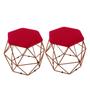 Imagem de kit 2 Puffs Onix Aramado Base Bronze Hexagonal Vermelho