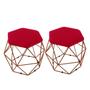 Imagem de kit 2 Puffs Onix Aramado Base Bronze Hexagonal Vermelho