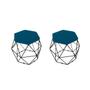 Imagem de kit 2 Puffs Onix Aramado Base Preto Hexagonal Azul Royal