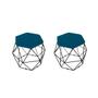 Imagem de kit 2 Puffs Onix Aramado Base Preto Hexagonal Azul Royal