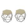 Imagem de kit 2 Puffs Onix Aramado Base Preto Hexagonal material sintético Bege