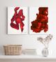 Imagem de Kit 2 Quadros Abstratos Arte Moderna Ondas Vermelhas 33x24cm