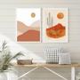 Imagem de Kit 2 Quadros Abstratos Cacto Deserto 45x34cm - com vidro