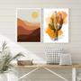 Imagem de Kit 2 Quadros Abstratos Deserto e Cacto 33x24cm - com vidro