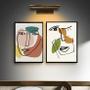 Imagem de Kit 2 Quadros Abstratos - Traços Pessoas 45X34Cm - Com Vidro