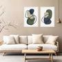 Imagem de Kit 2 Quadros Abstratos Verde Bege e Cinza 45x34cm - com vidro