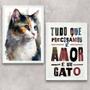 Imagem de Kit 2 Quadros Amor E Um Gato 24X18Cm - Com Vidro