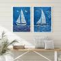 Imagem de Kit 2 Quadros Arte Nautica Azul Barcos 33x24cm - com vidro