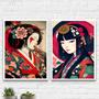 Imagem de Kit 2 Quadros Arte Oriental Geishas 24x18cm - com vidro