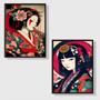 Imagem de Kit 2 Quadros Arte Oriental Geishas 24x18cm - com vidro