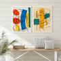 Imagem de Kit 2 Quadros Artes Abstratas Coloridas - Faces 33x24cm - com vidro