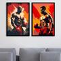 Imagem de Kit 2 Quadros Artes Boxe - Lutadores 33X24Cm - Com Vidro