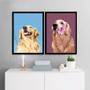 Imagem de Kit 2 Quadros Artes Golden Retriever 24x18cm - com vidro