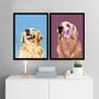 Imagem de Kit 2 Quadros Artes Golden Retriever 33X24Cm - Com Vidro