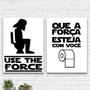 Imagem de Kit 2 Quadros Banheiro Use The Force 33X24Cm - Com Vidro