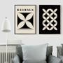 Imagem de Kit 2 Quadros Bauhaus Flores - Preto E Bege 33X24Cm