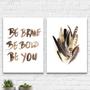 Imagem de Kit 2 Quadros Be Brave Be Bold Be You Penas 24x18cm - com vidro