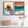 Imagem de Kit 2 Quadros Bohos Mulher Surf 45x34cm