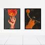 Imagem de Kit 2 Quadros Bolas Basquete - Fogo 33x24cm - com vidro