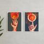 Imagem de Kit 2 Quadros Bolas Basquete - Fogo 33x24cm - com vidro