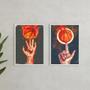 Imagem de Kit 2 Quadros Bolas Basquete - Fogo 45X34Cm - Com Vidro