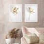 Imagem de Kit 2 Quadros Branco e Ouro - Simple Flowers 33x24cm - com vidro