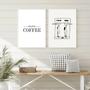Imagem de Kit 2 Quadros But First Coffee - Minimalista 33x24cm