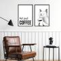 Imagem de Kit 2 Quadros Café Gato - But First Coffee 60X48Cm