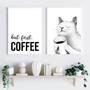 Imagem de Kit 2 Quadros Café Gato - But First Coffee 60x48cm