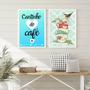 Imagem de Kit 2 Quadros Café Vintage Passarinho 24x18cm - com Vidro