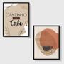 Imagem de Kit 2 Quadros Cantinho Do Café Abstrato Marrom 33x24cm - com vidro