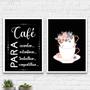 Imagem de Kit 2 Quadros Cantinho Do Café Xícaras Flores 45x34cm - com vidro