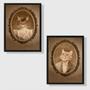 Imagem de Kit 2 Quadros Casal De Gatinhos Vintage 33x24cm - com vidro