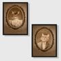 Imagem de Kit 2 Quadros Casal De Gatinhos Vintage 45x34cm - com vidro