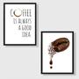 Imagem de Kit 2 Quadros Coffee Good Idea - Grão 33X24Cm - Com Vidro