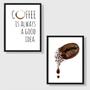 Imagem de Kit 2 Quadros Coffee Good Idea - Grão 45x34cm - com vidro