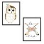 Imagem de Kit 2 Quadros Corujinha Be Brave 33X24Cm - Com Vidro